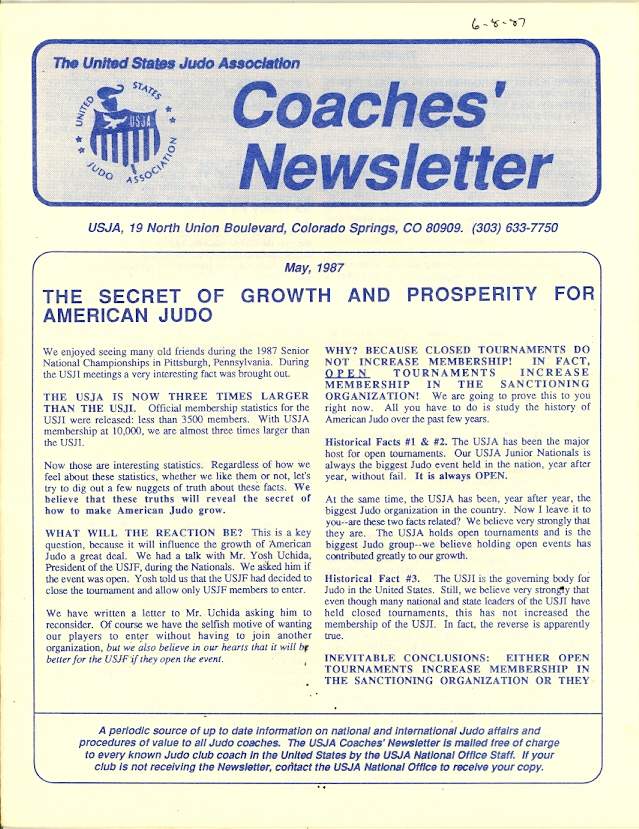 05/87 USJA Coach Newsletter